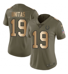 Women's Nike Indianapolis Colts #19 Johnny Unitas Limited Olive/Gold 2017 Salute to Service NFL Jersey