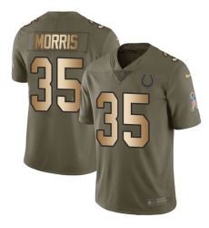Men's Nike Indianapolis Colts #35 Darryl Morris Limited Olive/Gold 2017 Salute to Service NFL Jersey