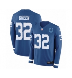Men's Nike Indianapolis Colts #32 T.J. Green Limited Blue Therma Long Sleeve NFL Jersey