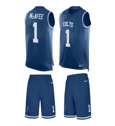 Men's Nike Indianapolis Colts #1 Pat McAfee Limited Royal Blue Tank Top Suit NFL Jersey