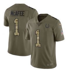 Youth Nike Indianapolis Colts #1 Pat McAfee Limited Olive/Camo 2017 Salute to Service NFL Jersey