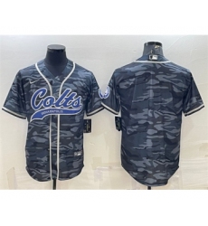 Men's Indianapolis Colts Blank Gray Camo With Patch Cool Base Stitched Baseball Jersey