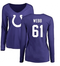 NFL Women's Nike Indianapolis Colts #61 JMarcus Webb Royal Blue Name & Number Logo Long Sleeve T-Shirt
