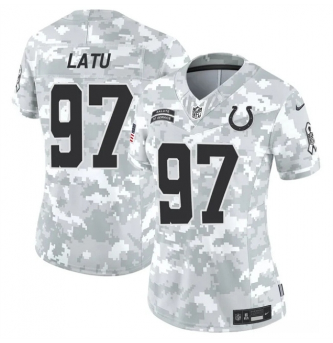 Women's Indianapolis Colts #97 Laiatu Latu 2024 F.U.S.E Arctic Camo Salute To Service Limited Stitched Jersey(Run Small)