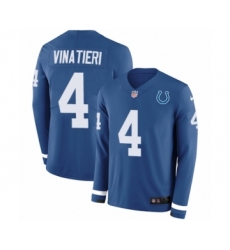 Youth Nike Indianapolis Colts #4 Adam Vinatieri Limited Blue Therma Long Sleeve NFL Jersey