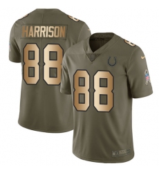 Youth Nike Indianapolis Colts #88 Marvin Harrison Limited Olive/Gold 2017 Salute to Service NFL Jersey