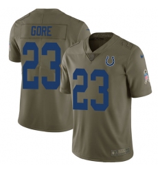 Youth Nike Indianapolis Colts #23 Frank Gore Limited Olive 2017 Salute to Service NFL Jersey