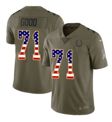 Youth Nike Indianapolis Colts #71 Denzelle Good Limited Olive/USA Flag 2017 Salute to Service NFL Jersey