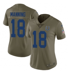 Women's Nike Indianapolis Colts #18 Peyton Manning Limited Olive 2017 Salute to Service NFL Jersey