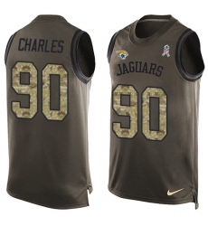 Men's Nike Jacksonville Jaguars #90 Stefan Charles Limited Green Salute to Service Tank Top NFL Jersey