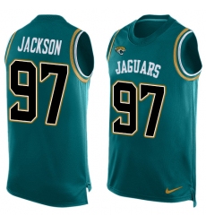 Men's Nike Jacksonville Jaguars #97 Malik Jackson Limited Teal Green Player Name & Number Tank Top NFL Jersey