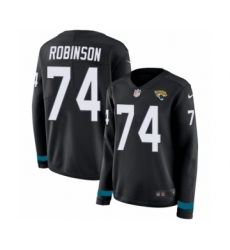 Women's Nike Jacksonville Jaguars #74 Cam Robinson Limited Black Therma Long Sleeve NFL Jersey