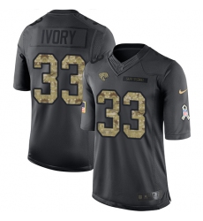 Men's Nike Jacksonville Jaguars #33 Chris Ivory Limited Black 2016 Salute to Service NFL Jersey