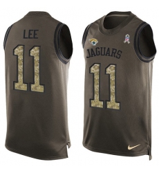 Men's Nike Jacksonville Jaguars #11 Marqise Lee Limited Green Salute to Service Tank Top NFL Jersey