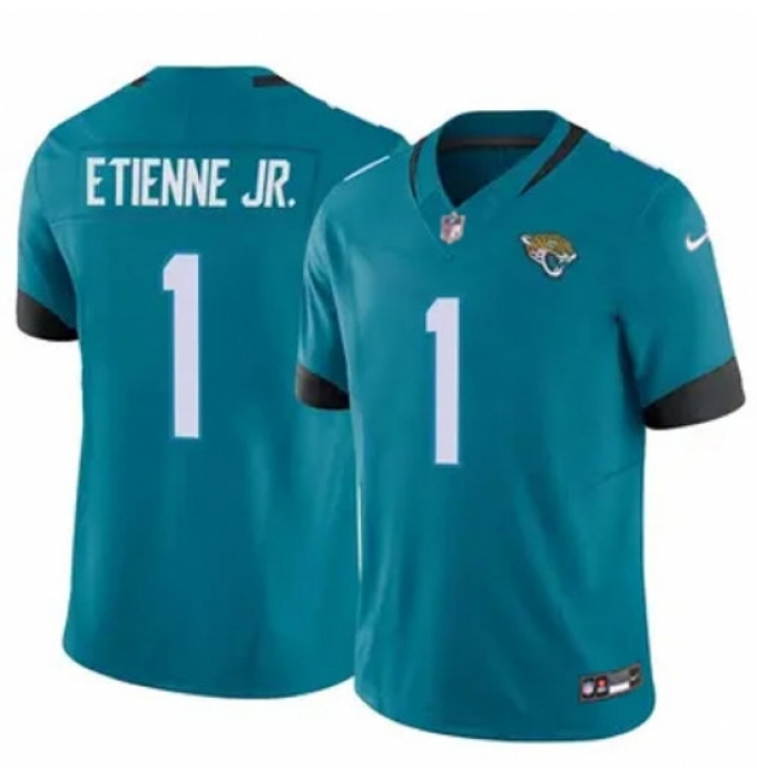 Youth Jacksonville Jaguars #1 Travis Etienne JR Teal 2024 F U S E Prowler Throwback Vapor Limited Stitched Football Jersey