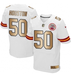 Men's Nike Kansas City Chiefs #50 Justin Houston Elite White/Gold NFL Jersey
