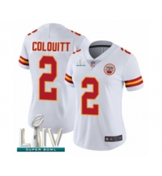 Women's Kansas City Chiefs #2 Dustin Colquitt White Vapor Untouchable Limited Player Super Bowl LIV Bound Football Jersey