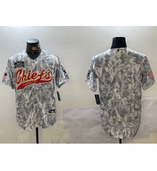 Men's Kansas City Chiefs Team Logo 2024 Arctic Camo Salute to Service Stitched Baseball Jersey