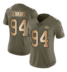 Women's Nike Kansas City Chiefs #94 Jarvis Jenkins Limited Olive/Gold 2017 Salute to Service NFL Jersey