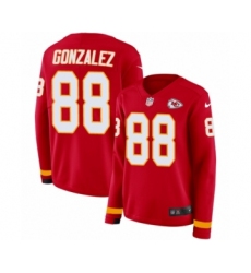 Women's Nike Kansas City Chiefs #88 Tony Gonzalez Limited Red Therma Long Sleeve NFL Jersey